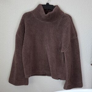 Balance Collection Outdoor Sherpa Cowl Neck Sweater Chocolate Brown size Medium